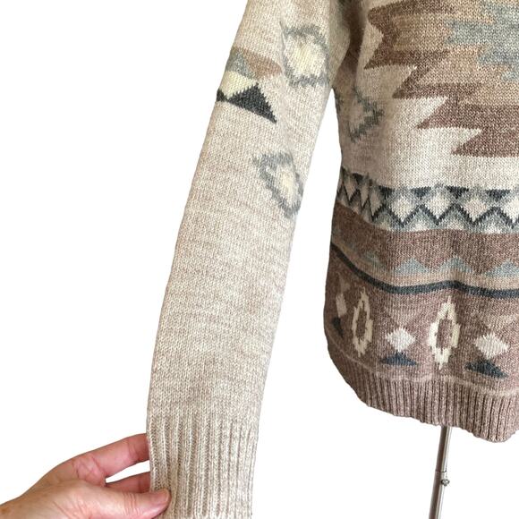 American Eagle Pullover Sweater Wool Blend Scoop MED Aztec Western Cowgirl - Picture 4 of 9